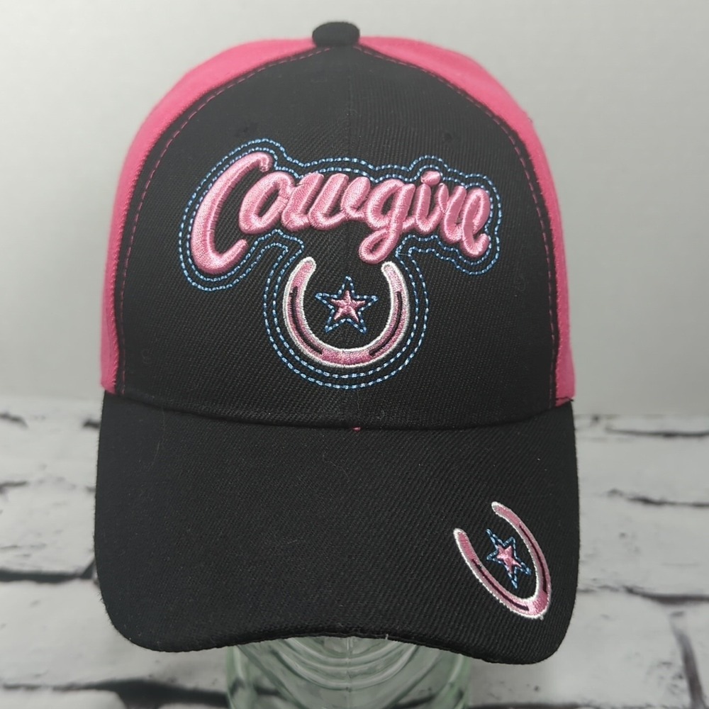 Cowgirl Pink Black Hat Adjustable Ball Cap